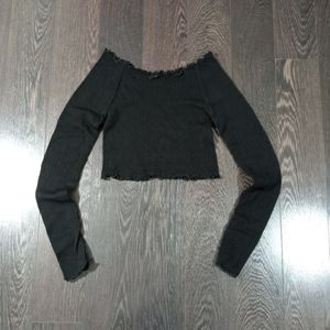 NEW Intimately Free People Black Long Sleeve Crop Top Size XS/S